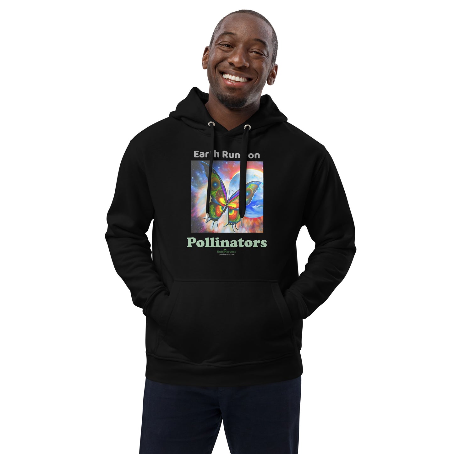 Premium Eco Hoodie with Earth Friendly Print - Earth Runs on Pollinators