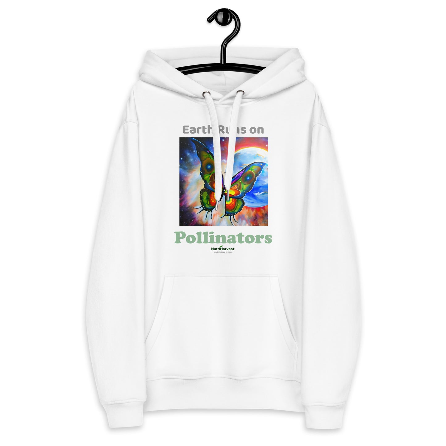 Premium Eco Hoodie with Earth Friendly Print - Earth Runs on Pollinators