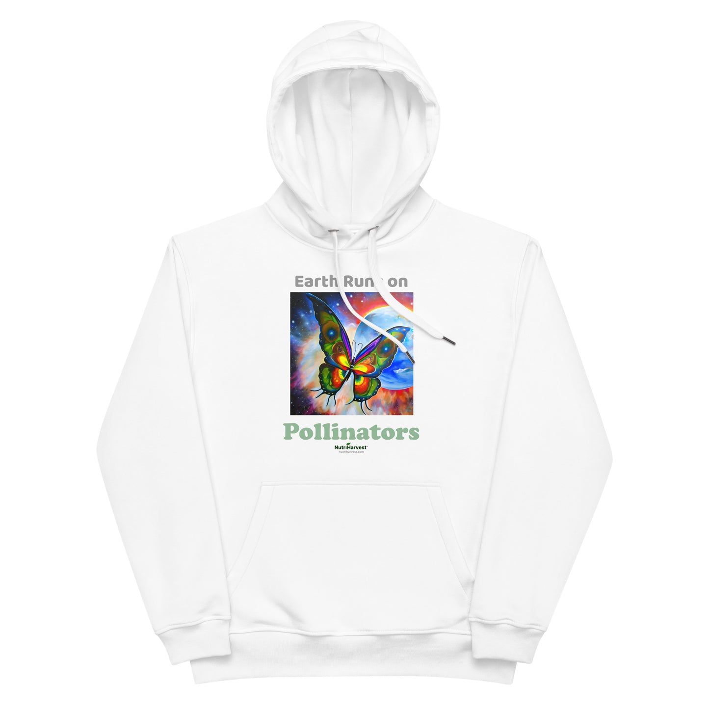Premium Eco Hoodie with Earth Friendly Print - Earth Runs on Pollinators